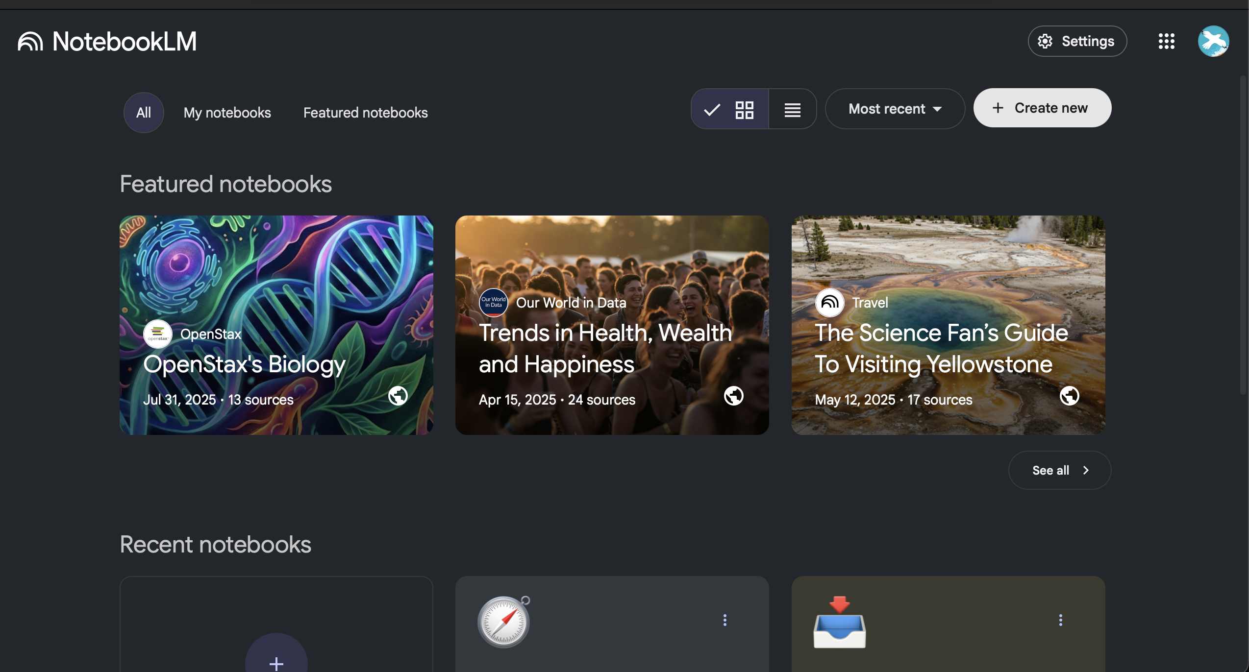 A screenshot of the project browser within the NotebookLM App